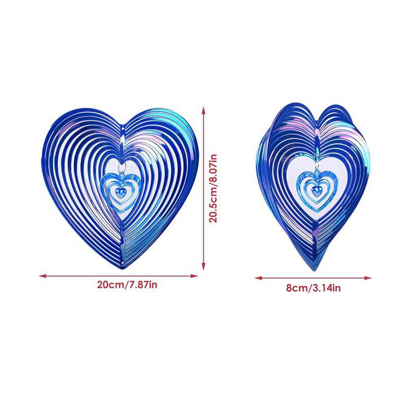 Metalen Windgong Kloppend Hart Liefde Roterende Windgong Hangdecoratie Spinner Roestvrij Staal ABS Windvanger