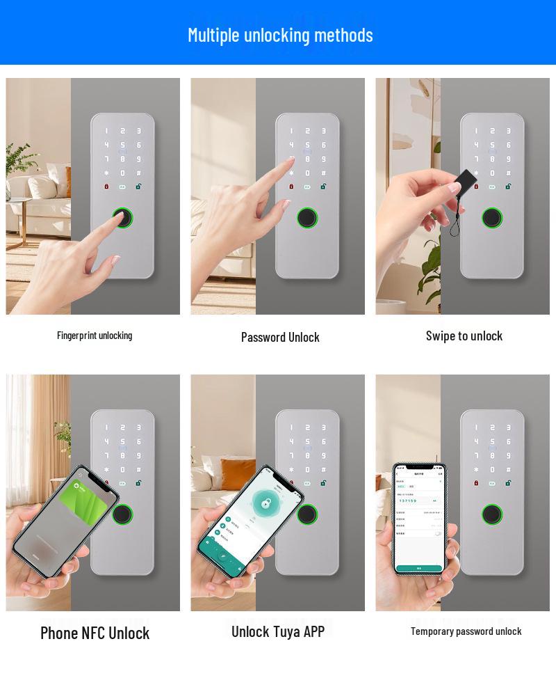 Graffiti Invisible Wireless Anti-theft Smart Lock with Remote Control for Home, Keyhole-less Design for Entrance and Sliding Doors