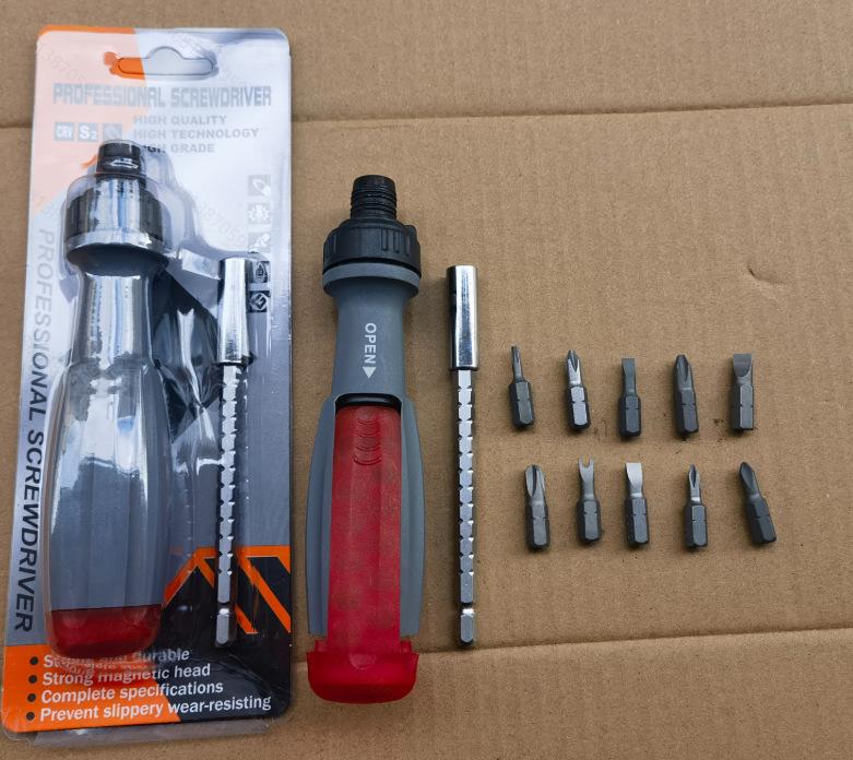 10 In One Ratchet Screwdriver Set Cross Plum Blossom Multifunctional and Multi Angle Screwdriver Manual EDC Repair Tool