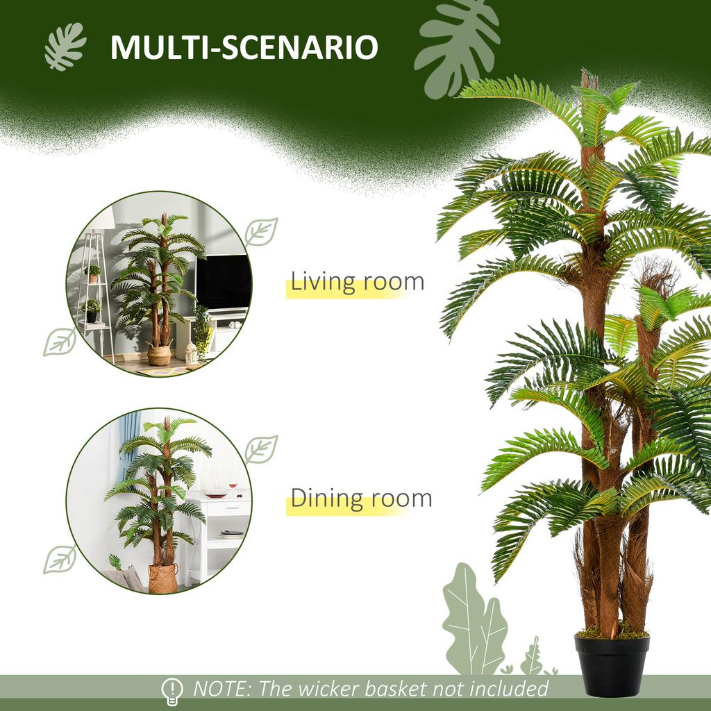 Artificial Plant Tropical Fern in Pot, Fake Plants for Home Indoor Decor, 150cm, Green