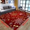 1pc Christmas Snowflake Area Mat - Red with Golden & White Snowflakes, Non-Slip Machine Washable Mat for Living Room, Bedroom,