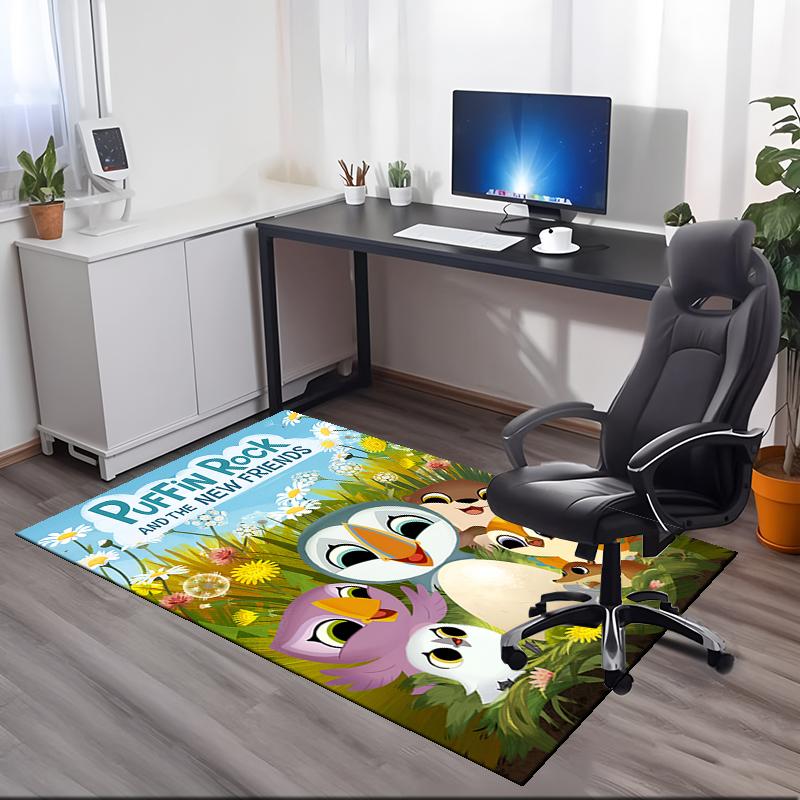 Puffin Rock Printed Carpetrugfor Office Chair Living Room Bedroom Kitchen Room Decor Gifts