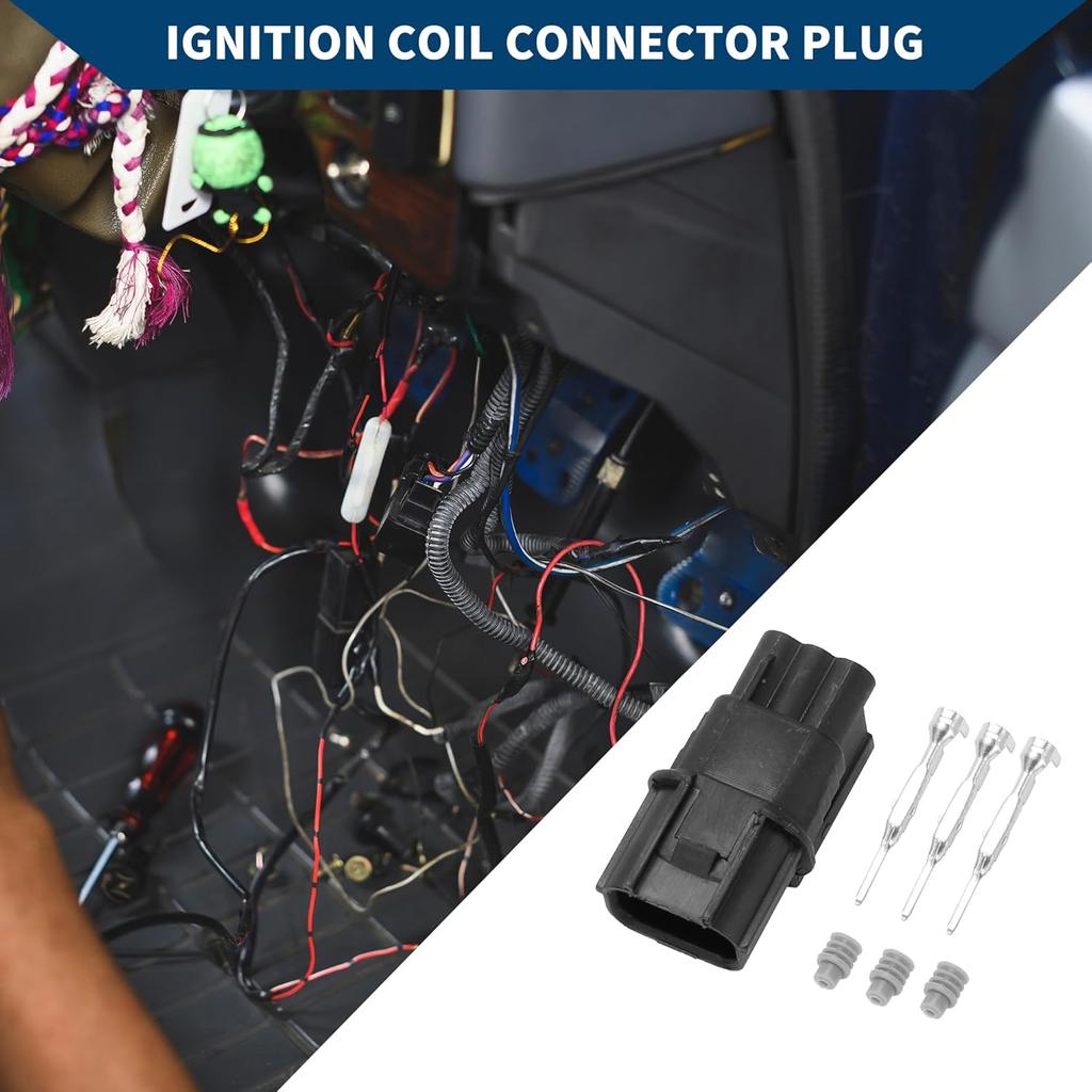 Ignition Coil Connector Plug for Honda for Acura/Inner Male Wire Terminal Connector/Waterproof Plastic 1mm Series / 1 Set Black 3 Pin