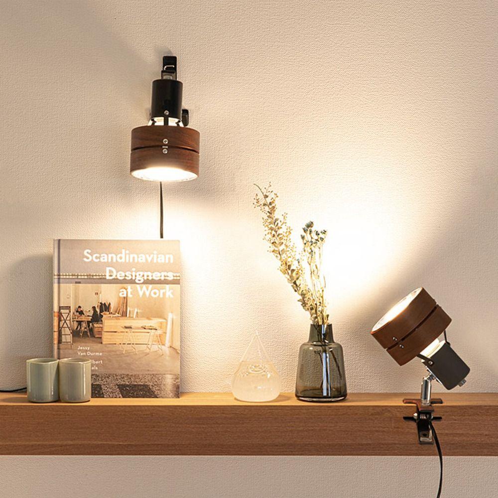 Solid Wood Construction Swing Arm Clip Wall Lamp LED Light Source Swing Arm Design Retro Japanese Sconce Adjustable Retro Style