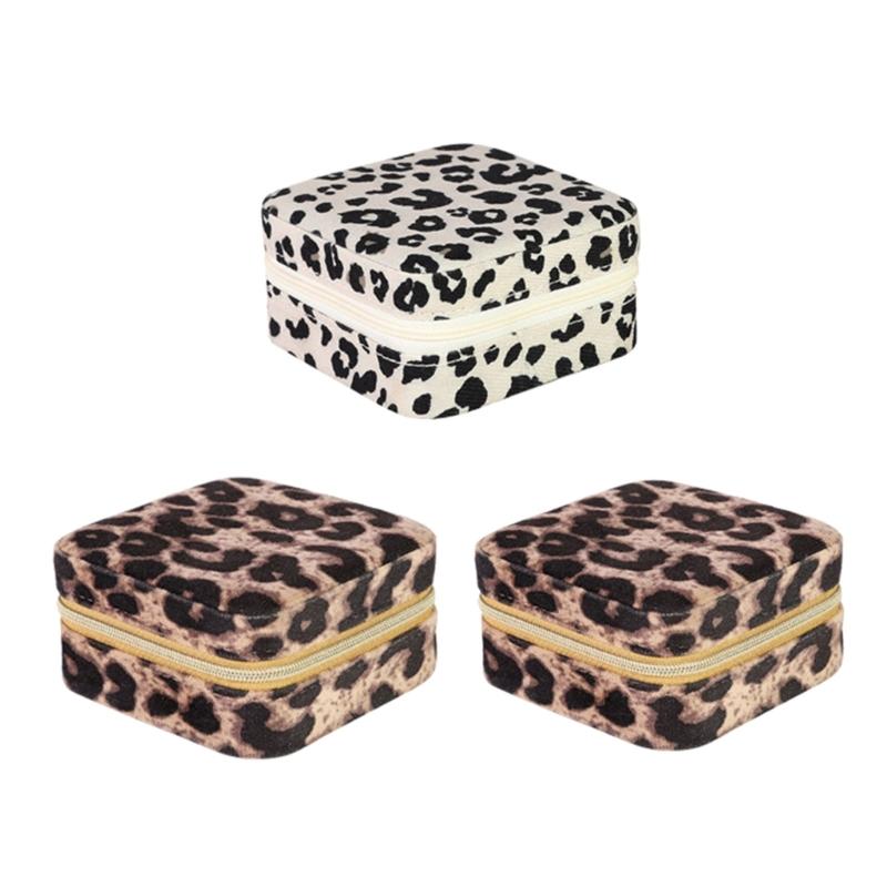 Portable Leopard Print Jewelry Pouch Trendy Leopard Print Jewelry Carriers Soft Storage Case for Business and Leisure
