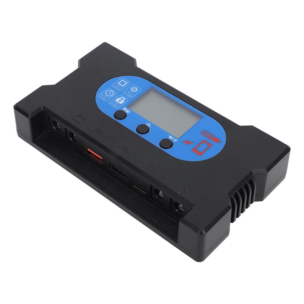 Solar Controller HD Display Dual USB Type C DC Fast Charging Multi Protection Solar Panel Regulator 10A