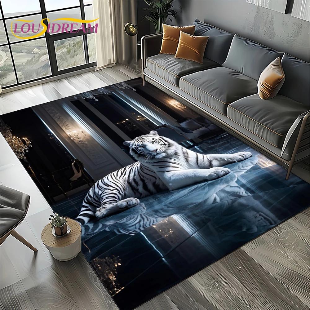 27 Style New Fierce Tiger Lion Leopard Beast Animal Wildlife Cartoon Carpet Rug for Living Room Bedroom Sofa,Non-slip Floor Mat