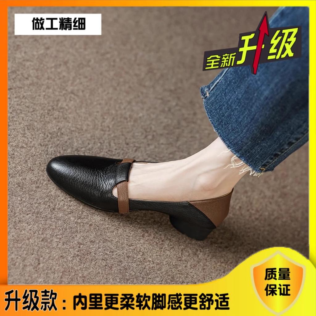 Fashion Women Casual Black European Stylish Elegant Comfort 2025 New Square Heel Shoes Lady Cool Office Career Shoes Zapatos De Mujer