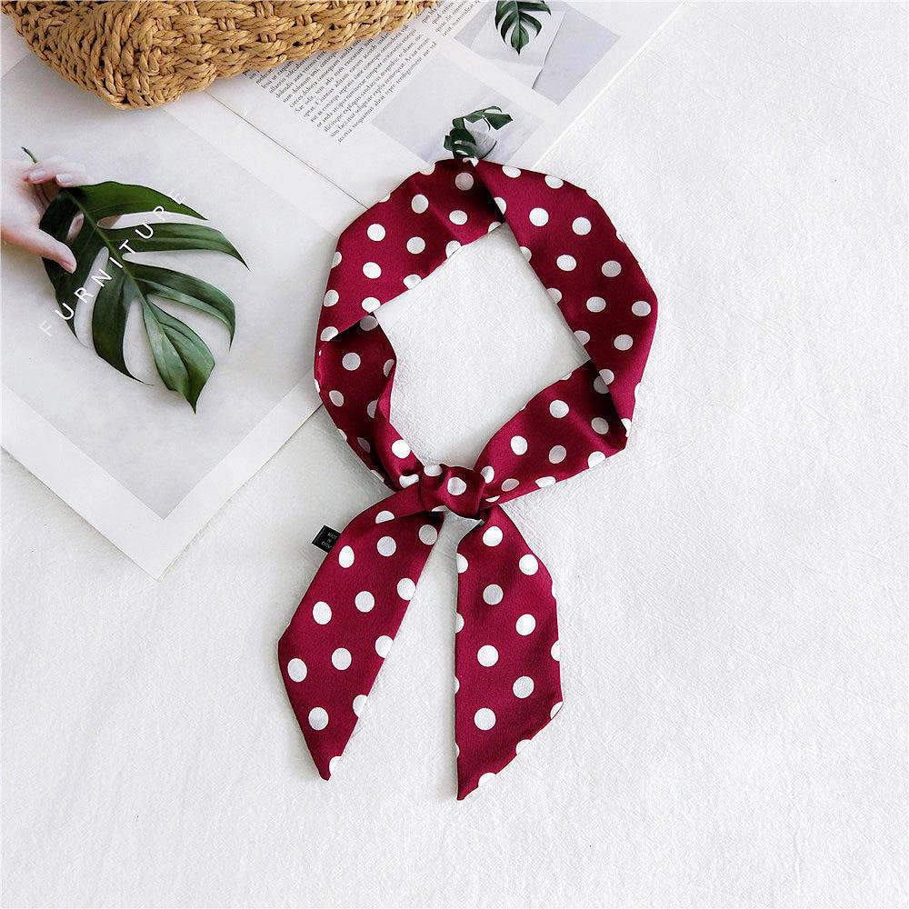 

Новые маленькие шарфы в горошек для женщин, весенние стили, модные и универсальные, осенние и зимние, длинные сумки, шарфы для запястья, украшения 5*90cm