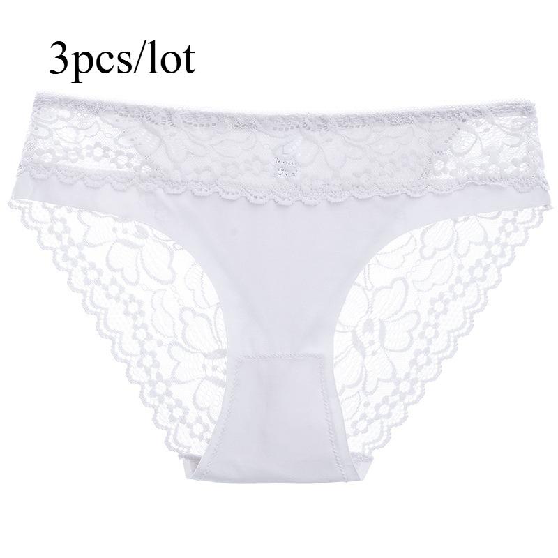 Summer Fashionable Sexy Patchwork Lace Underwear 3pcs/lot Women's Ice Silk Comfortable Breathable Triangle Pants Romantic Women's Triangle Pants