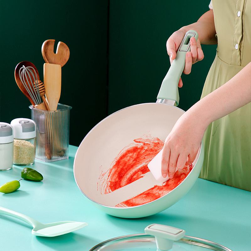 Shan Zu Light Green Ceramic Non-stick Frying Pan & Wok, Induction Compatible Flat Bottom