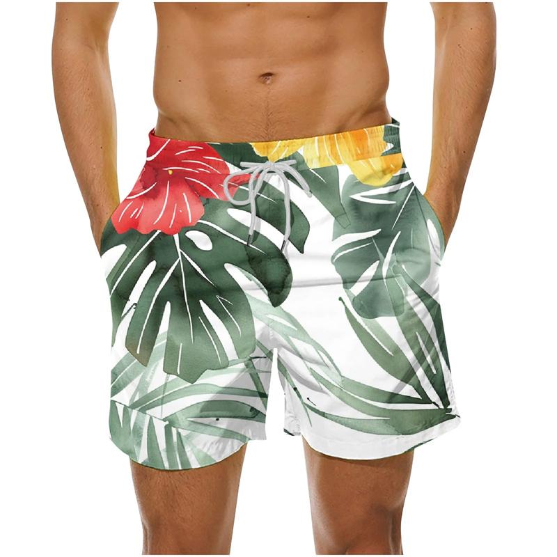 Hawaiian Palm Tree Graphic Beach Shorts 3d Printing Tropical Swim Trunks Men Summer Casual Quick Dry Swim Shorts Bathing Suit