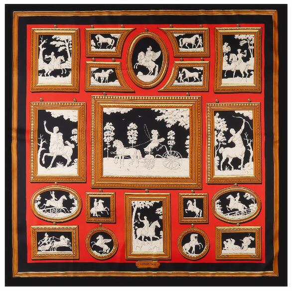130cm Silk Square Scarf Women Large Shawls Spring New Horse Carriage Square Bandana Luxury Kerchief Scarf Female Foulards