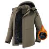 Winter Middle-aged and Elderly Men's Cotton Jacket with Thick Fleece, Detachable Hat Jacket, Casual Warm Cotton Jacket