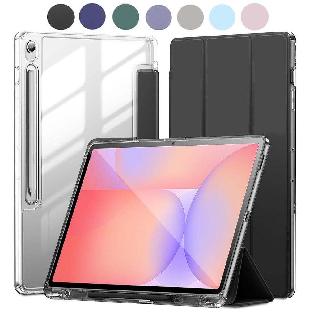 case For Samsung galaxy Tab S10 Lite SM-X400/X406B/S10 FE/S10/S9 FE/S9, Crystal Clear Case with Pencil Slot, Auto Sleep Wake