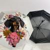 1pc Floral Dachshund with Butterflies Umbrella with Plastic Handle,Suitable for All Seasons Home Travel Outdoor UmbrellaDD1771