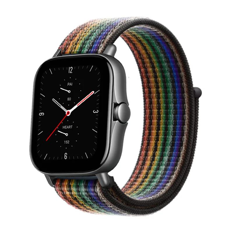 20mm/22mm Nylon Loop watch band For Amazfit GTS/4/2e/3/GTS2 Mini/GTR 4/3 pro/47mm/GTR2/2e/stratos Bracelet Amazfit bip-u strap