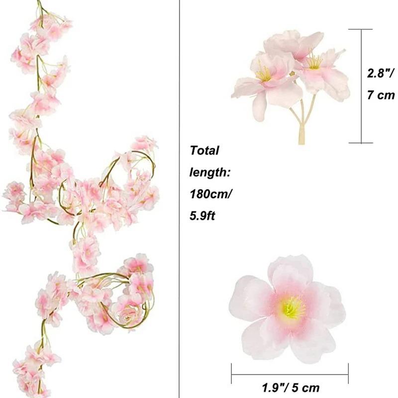 180CM Artificial Sakura Flowers Vine Garden Party Wedding Arch Bridal Decoration Home Room Decor Christmas Fake Plants Ornament