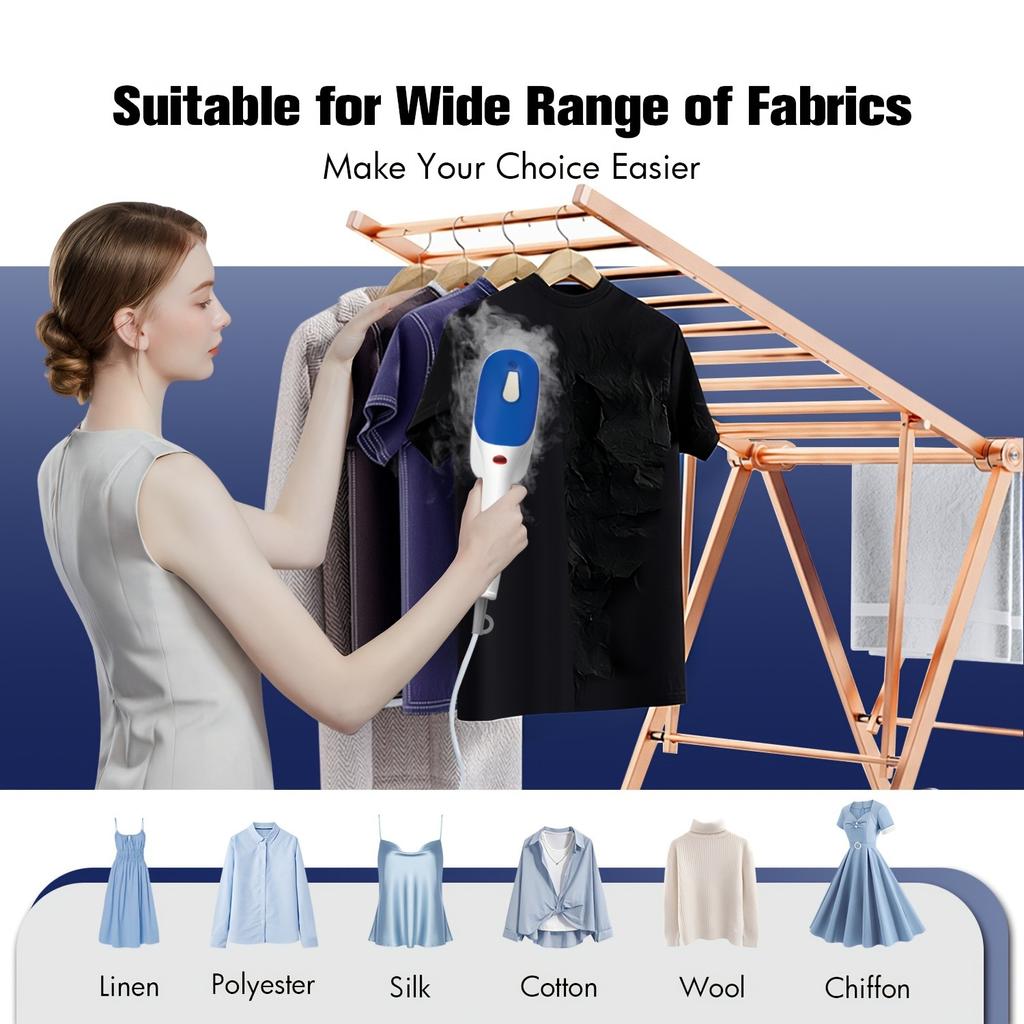 Handheld Steam Iron Portable Steam Wrinkle Remover for Home Office and Travel with Efficient Heating Garment Steamer