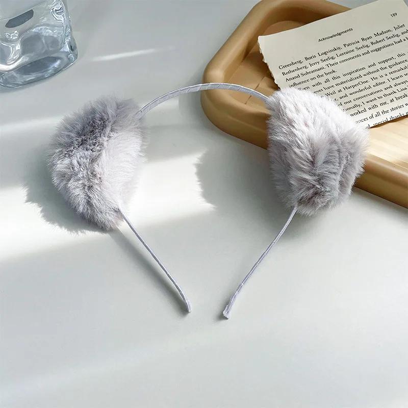 Plush Cat Ears Headband for Women Cartoon Plush Hair Band Anime Cosplay Cute Face Wash Hairband Headware Girls Hair Accessories