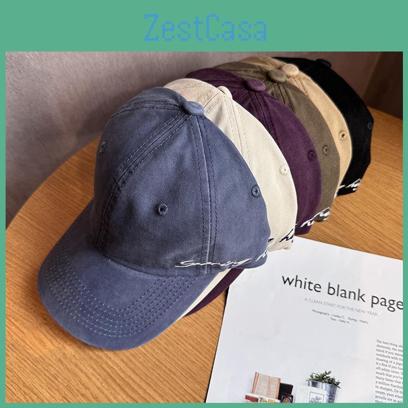 Cotton Embroidered Letter Baseball Cap With Wide Brim Sun Protective For Casual Men And Women