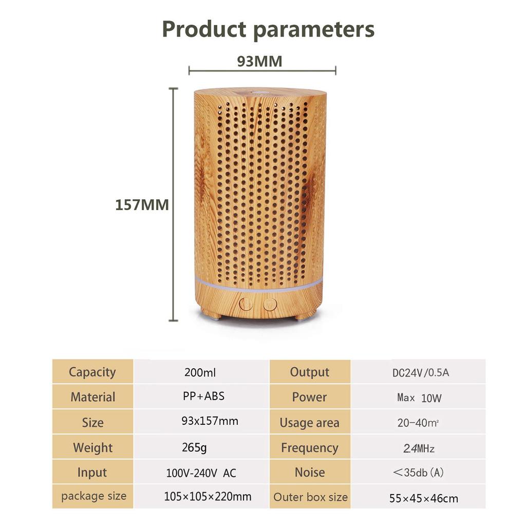 Wood Grain Hollow-Out Aroma Diffuser & Humidifier - Indoor Air Purifier
