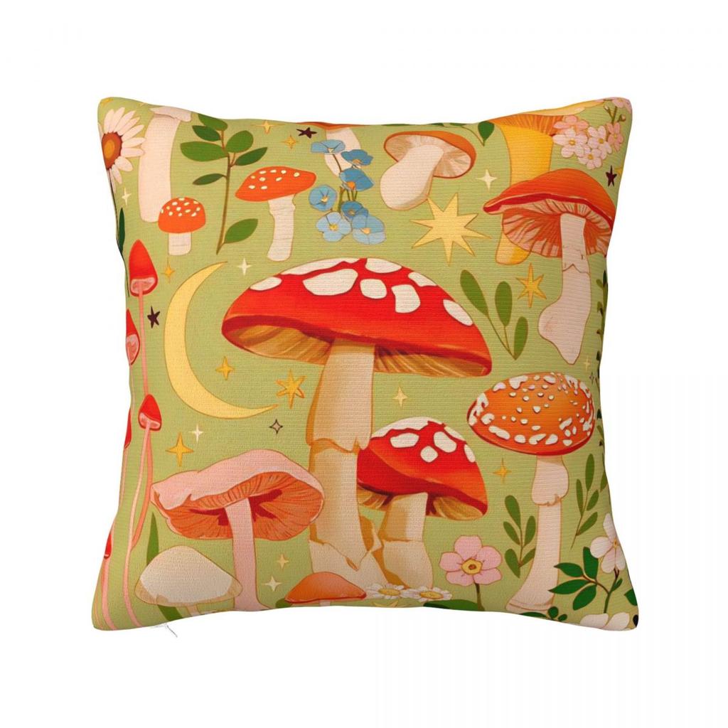 Psychedelic Mushroom Frogs Pillowcase Polyester Cushion Cover Gift Throw Pillow Case Cover Chair Zippered 45X45cm