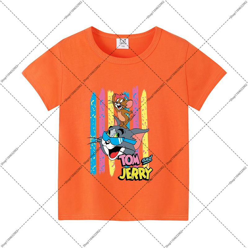 Tom and Jerry Cute T-shirts Cartoon Anime Pattern Printed Short Sleeve Unisex Summer Clothes Comfortable Breathable T-shirt Gift