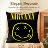 Band NNirvana Cushion Cover Natural Linen Organic Fabric DoubleSided Printing Sofa Home Decor Gift Pillow Case
