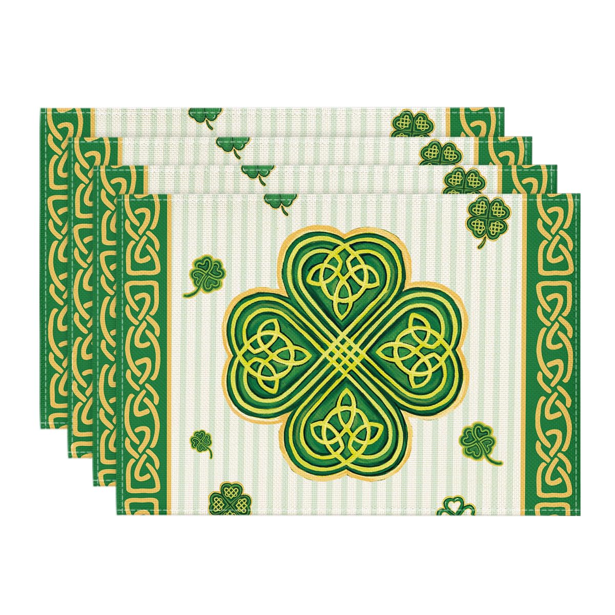 

Beige Shamrocks Stripes St. Patrick s Day Placemats Set of 4, 12x18 Inch Spring Table Mats for Party Kitchen Dining Decoration 12 x 18 , Rectangular 4 Pcs