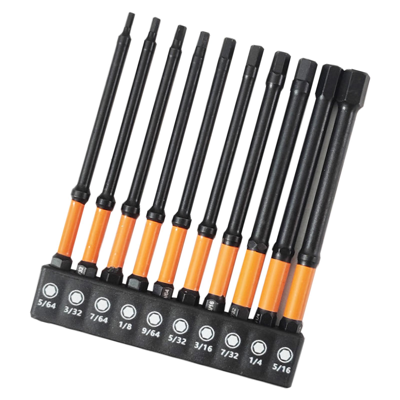 

10Pcs Impact Hex Head Allen Wrenches Drill Bit Set 100mm H1.5-H8 Hex Shank Steel Hex Screwdriver Bit for Assembling B