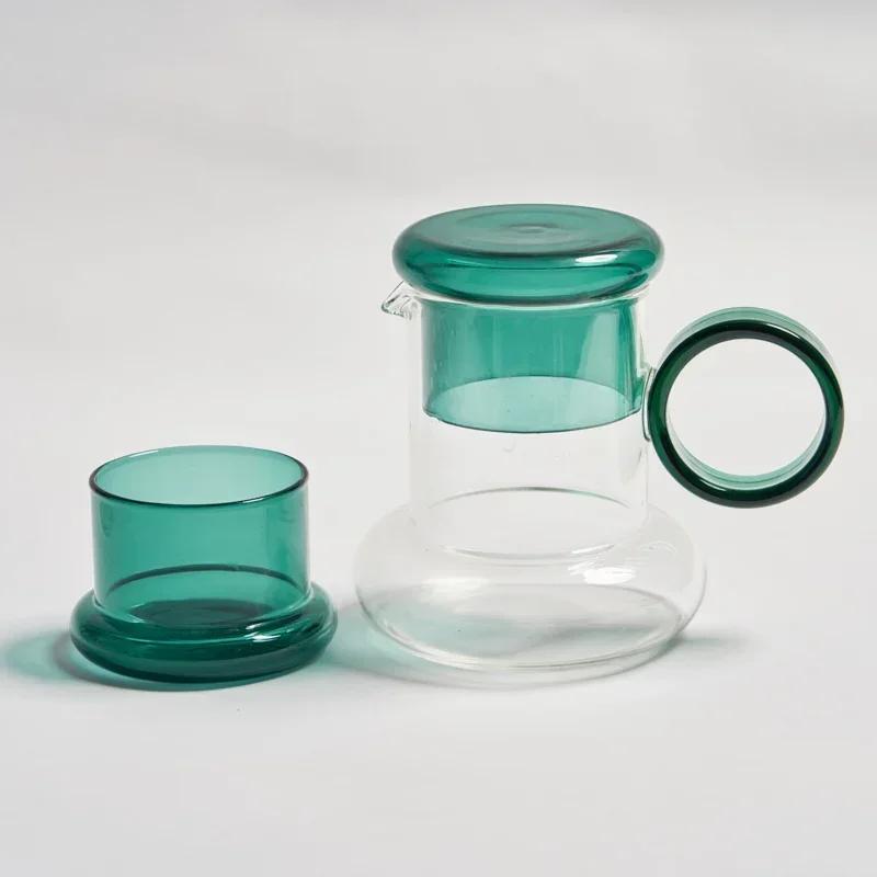 Glass Pitcher with Cup Lid Kettle Glass Set Teaware Teapots Pitcher Water Filters Water Jug Water Carafe Glass Bottle