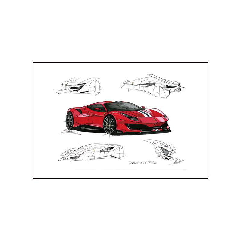 Pittura su Tela Poster a Tema Auto Pittura Decorativa Soggiorno Camera da Letto Stanza E-sport Murale da Corsa Supercar GTR