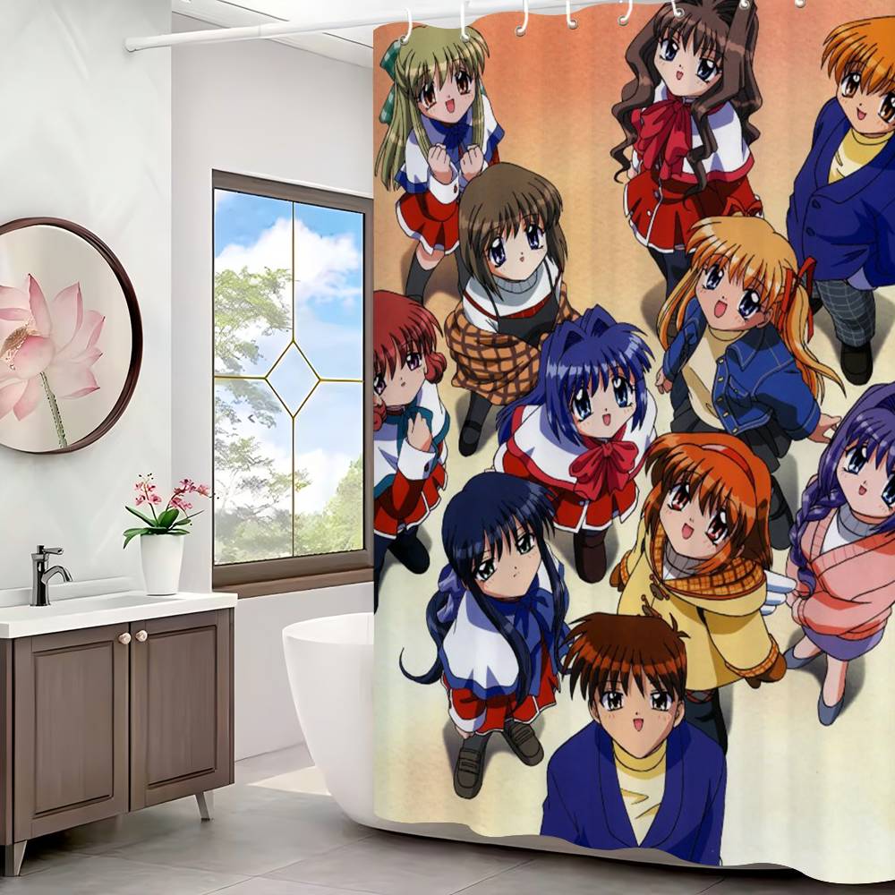 Retro Anime Kanon Girls Bathroom Shower Curtain Shielding Partition Shower Curtain Quick Dry Can Be Scrubable Light Opaque Bath