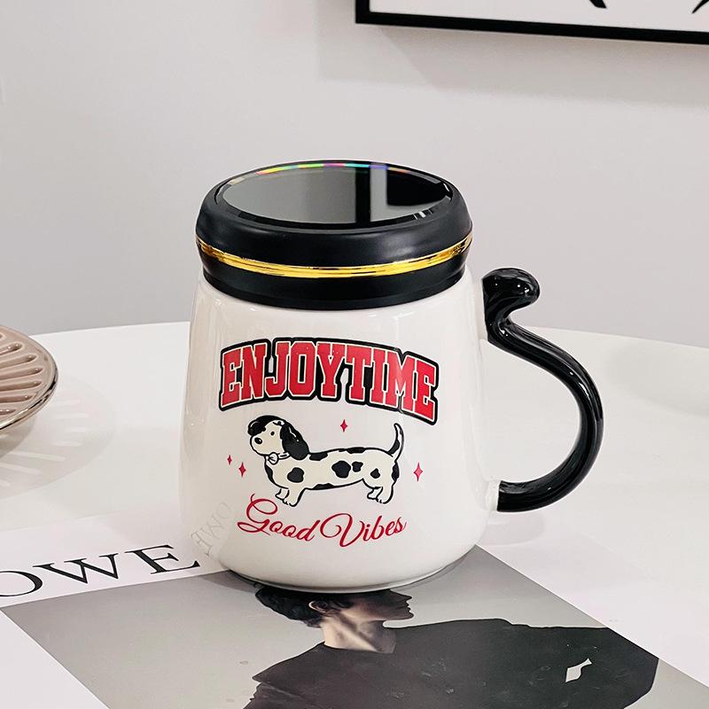 Cute Cartoon Animal with Lid with Lid with Lid with High Temperature Resistance and High Appearance Ceramic Cup Souvenir Gift Mug
