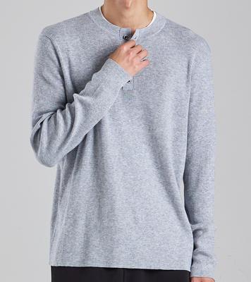 Beoteunseoul Wool Blend Layered Henley Neck Knit (Gray)