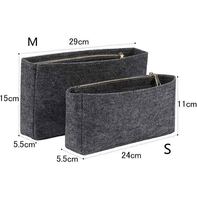 SHINGONE Horizontal Felt Bag-in-Bag, Suitable for Galleys and Luxury Bags, Zippered, Small Size, Lightweight, Organized, Inner Bag for Commuting,
