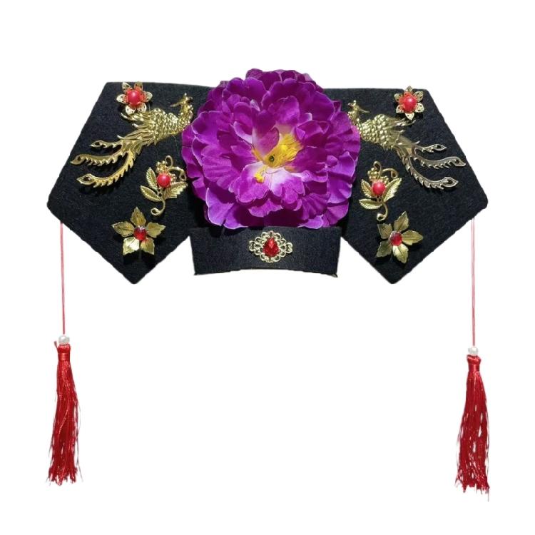 

Traditional Chinese Hair Accessory Headpiece in Blue with Beadwork Suitable for Cultural Enthusiasts and Theme Parties 1 фиолетовый