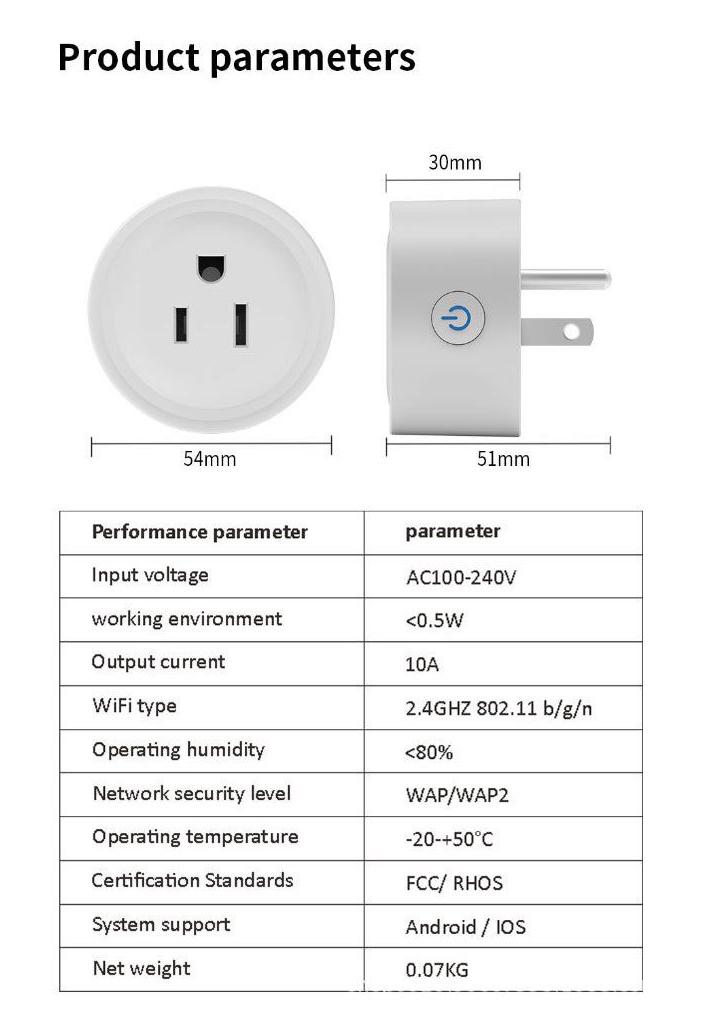 HomeKit US Standard WiFi Smart Socket 10A Switch with Voice Control and Alexa Compatibility