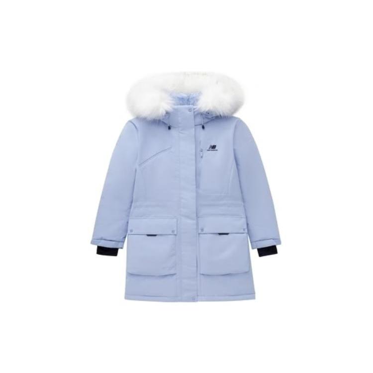 (WMNS) New Balance Logo Hooded Parka Jacket Asia Sizing  Light Blue White  Women s 5PC44432-LBL M