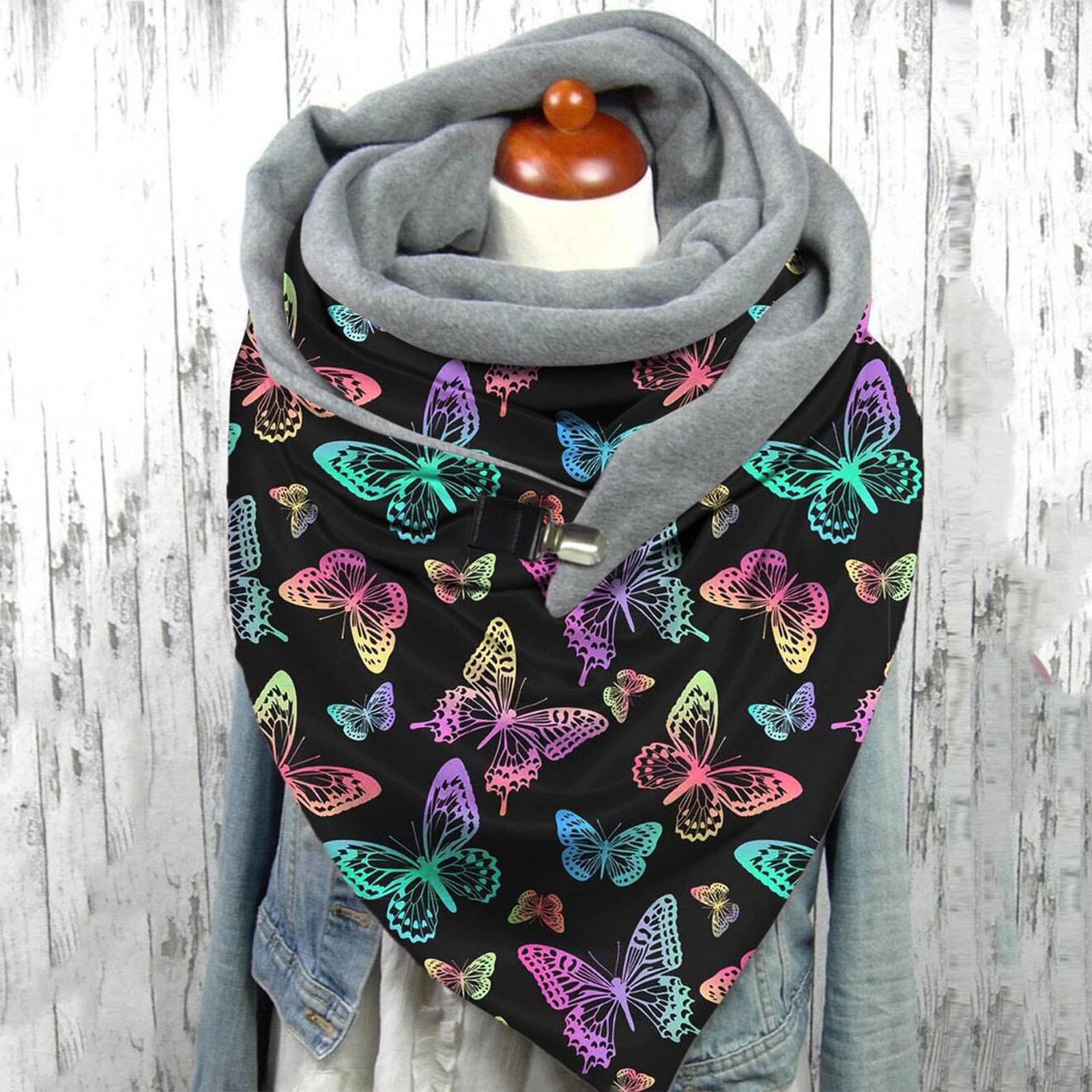 

Women s And Winter Fashion Thickening Warm Shawl Printed Scarf One Size чёрный