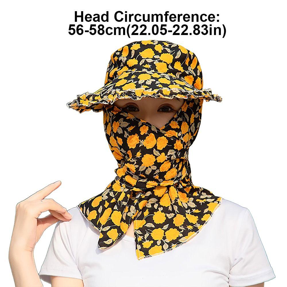 New Sunscreen Bucket Hat Flower Quick-Drying Sun Hat Wide Brim Panama Balaclava Hat For Camping Hiking