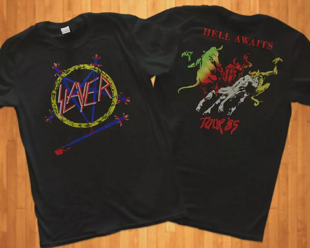 

Vintage 1985 METAL ROCK SLAYER BAND TOUR 1985 T-Shirt Mens Womens Tees Top, size S-4XL M