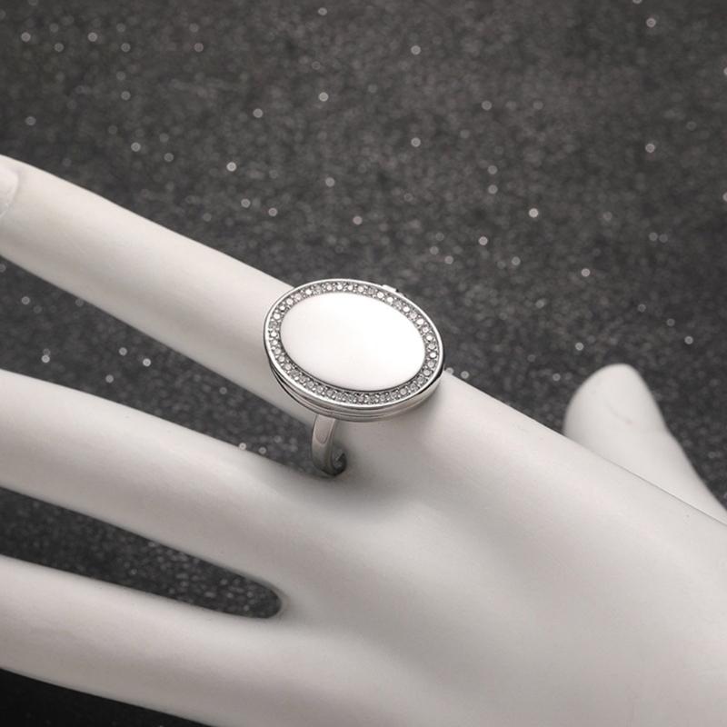 Geometric Oval Locket Ring for Women Men Openable Photo Frame Finger Ring Family Love Jewelry Rings