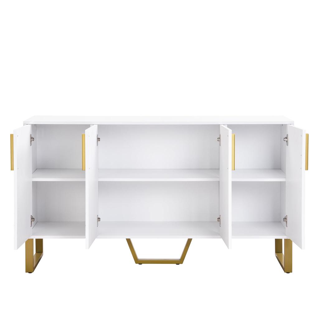 Sideboard mit 4 Türen, Hochglanz Kommode mit Metallgriffen und Beine, für Esszimmer, Wohnzimmer & Schlafzimmer