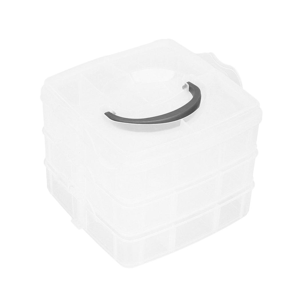 3‑Tier Demountable Plastic Storage Box Clear Portable Tools Toys Container with 18 Grids