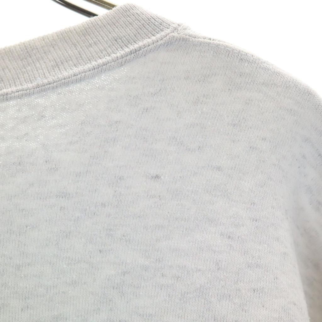 SOFFE 80s 90s Old USA made Long sleeve Big Print Front V sweat L gray Men's Used