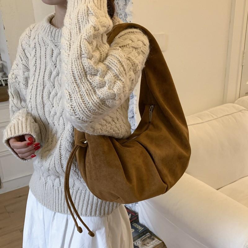 Retro Handbag Korean Half-circle Dumpling Bag Stylish Simple Zipper Underarm Bag Leopard Print Shoulder Bag Commuter Women's Bag