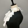 Ruffled Design Lolita Jabot Neck Crystal Decorated Detachable Jabot False Collar Chiffon Gothic Collar Victorian Theme