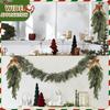 Christmas Teardrop Swag Artificial Norfolk Pine Branch Door Swag with Faux Pine Cones And Bow for Indoor Outdoor Mantel Fireplace Stairway Decor